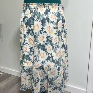 LC Lauren Conrad Floral Maxi Skirt - White and Yellow